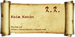 Keim Kevin névjegykártya